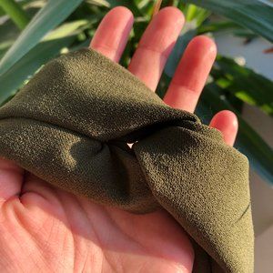 Olive green knotted twist headband